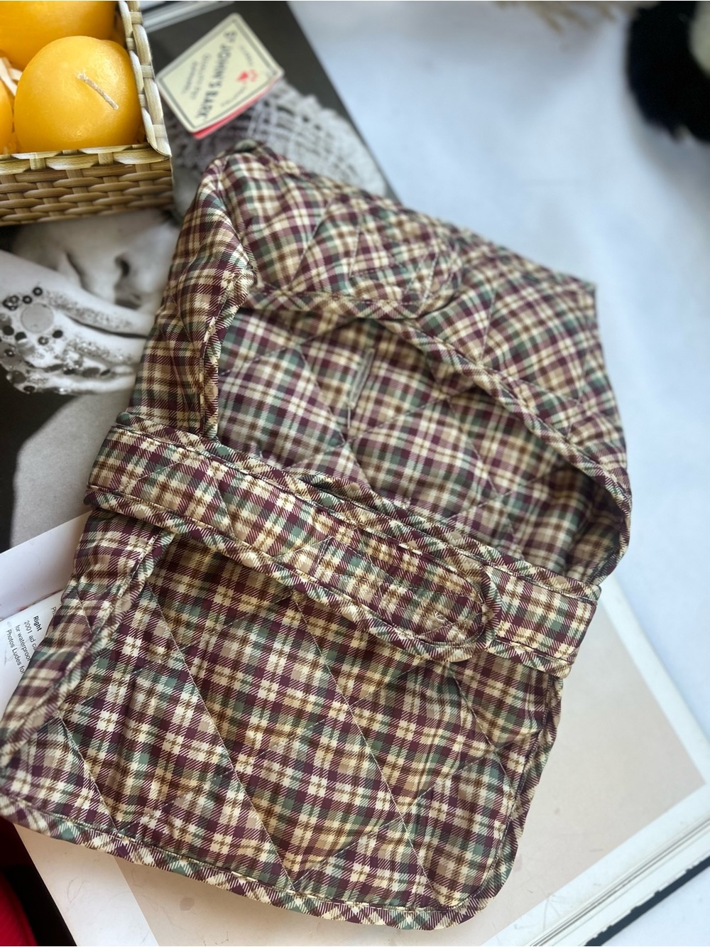 St. John's Bark Plaid dog quilted sweater- Multi s - Picture 5 of 6